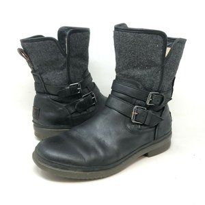 UGG Simmens Boots Black Buckle Accents Casual Wool